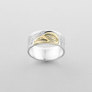 Silver and Gold Raven Ring by Northwest Coast Native Artist John Lancaster