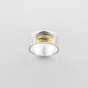 Silver and Gold Killerwhale Ring by Northwest Coast Native Artist John Lancaster