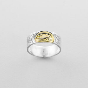 Silver and Gold Killerwhale Ring by Northwest Coast Native Artist John Lancaster