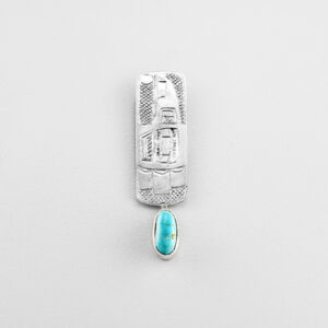 Silver and Turquoise Raven Pendant by Northwest Coast Native Artist Terrence Campbell