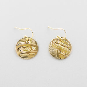 Gold Olympic Anniversary Eagle Earrings by Northwest Coast Native Artist Corrine Hunt