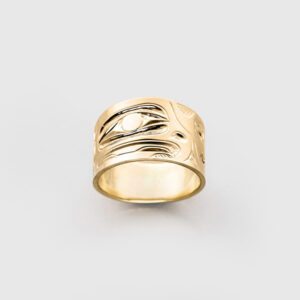 Engraved Gold Eagle Ring by Northwest Coast Native Artist Ivan Thomas