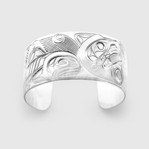 Silver Killer Whale and Thunderbird Bracelet by Native Artist Don Lancaster