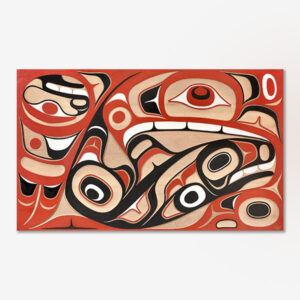 Red Cedar Wood Killerwhale and Eagle Panel by Native Artist Don Yeomans