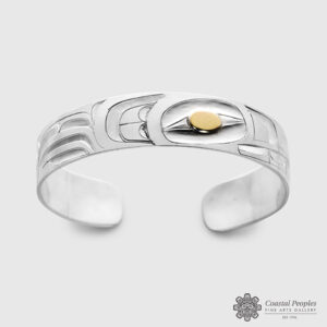 Engraved Sterling Silver 14K Yellow Gold Bracelet by Alvin Adkins