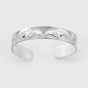 Silver and Gold Eagle Bracelet by Native Artist John Lancaster