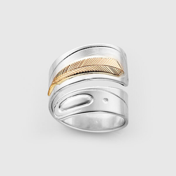 Silver and Gold Feather Ring by Walter Davidson