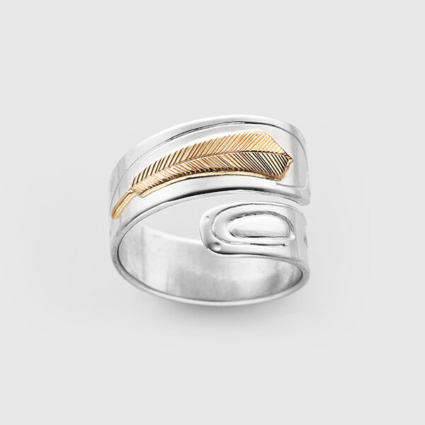 Silver and Gold Feather Ring by Walter Davidson