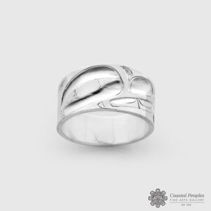 Engraved Sterling Silver Killerwhale Ring by Northwest Coast Native Artist Alvin Adkins