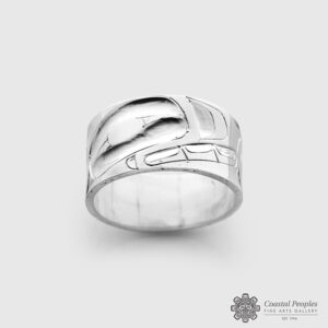 Engraved Sterling Silver Killerwhale Ring by Northwest Coast Native Artist Alvin Adkins