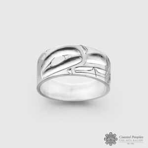 Engraved Sterling Silver Killerwhale Ring by Northwest Coast Native Artist Alvin Adkins