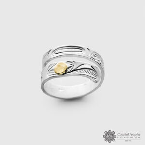Engraved Sterling Silver 14K Yellow Gold Ring by Northwest Coast Native Artist Corrine Hunt