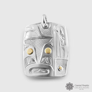 Engraved Sterling Silver 14K Yellow Gold Pendant by Northwest Coast Native Artist Corrine Hunt