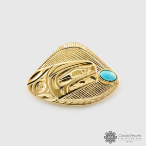 Engraved 14K Yellow Gold Pendant by Northwest Coast Native Artist Corrine Hunt