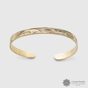 Engraved 14K Yellow Gold Bracelet by Northwest Coast Native Artist Corrine Hunt