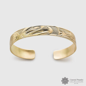 Engraved 14K Yellow Gold Bracelet by Northwest Coast Native Artist Corrine Hunt