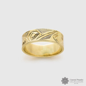 Engraved 14K Yellow Gold Ring by Northwest Coast Native Artist Landon Gunn