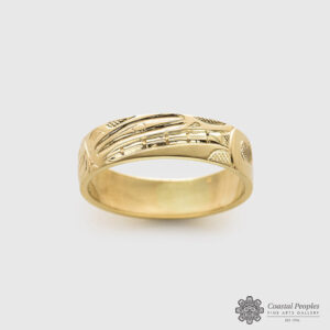 Engraved 14K Yellow Gold Ring by Northwest Coast Native Artist Ivan Thomas