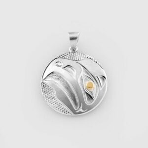 Silver and Gold Raven Pendant by Native Artist James Adkins
