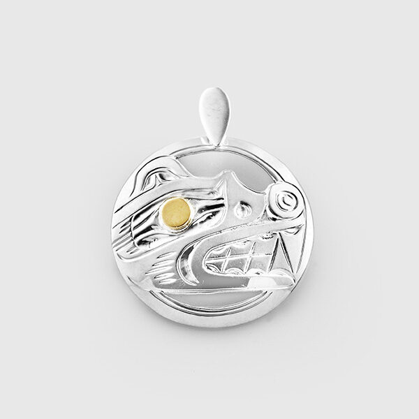 Silver and Gold Bear Pendant by Native Artist Harold Alfred