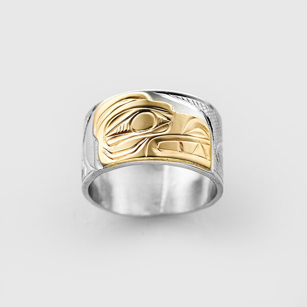 Silver and Gold Bear and Salmon Ring by Corrine Hunt