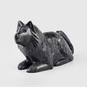 Stone Wolf Sculpture by Inuit Artist Johnny Lee Pudlat