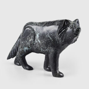 Stone Wolf Sculpture by Inuit Artist Johnny Lee Pudlat