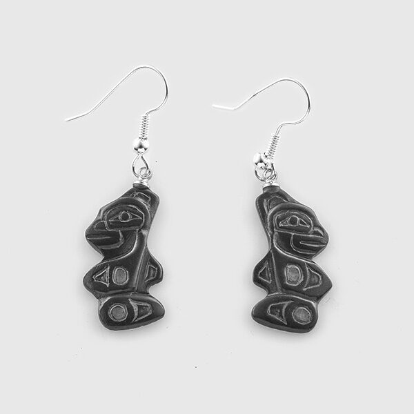Argillite Killerwhale Earrings by Native Artist Gryn White