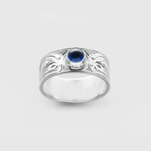 Silver and Blue Topaz Killerwhale Ring by Native Artist Chris Cook III