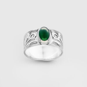 Silver and Green Onyx Frog Ring by Native Artist Chris Cook III