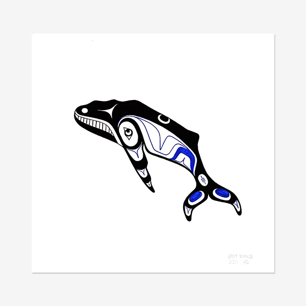Original Grey Whale Painting by Northwest Coast Native Artist Adonis David