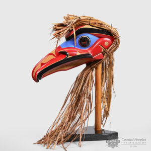 Wood and Bark Raven Mask by Northwest Coast Native Artist Robert Saunders