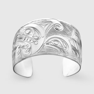 Silver Killerwhale and Thunderbird Bracelet by Native Artist Don Lancaster