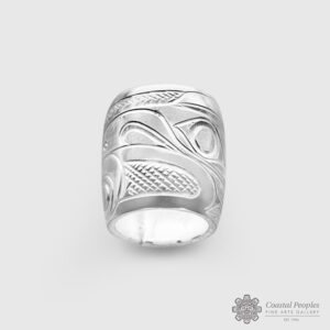 Engraved Sterling Silver Raven with Light Spirit Bead by Northwest Coast Native Artist John Lancaster