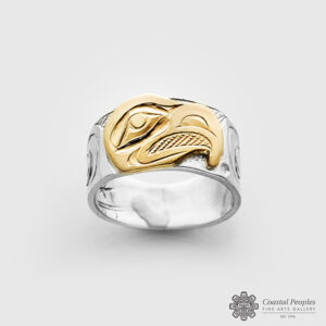 Sterling Silver and Yellow Gold Eagle Ring by Northwest Coast Artist Kelvin Thompson