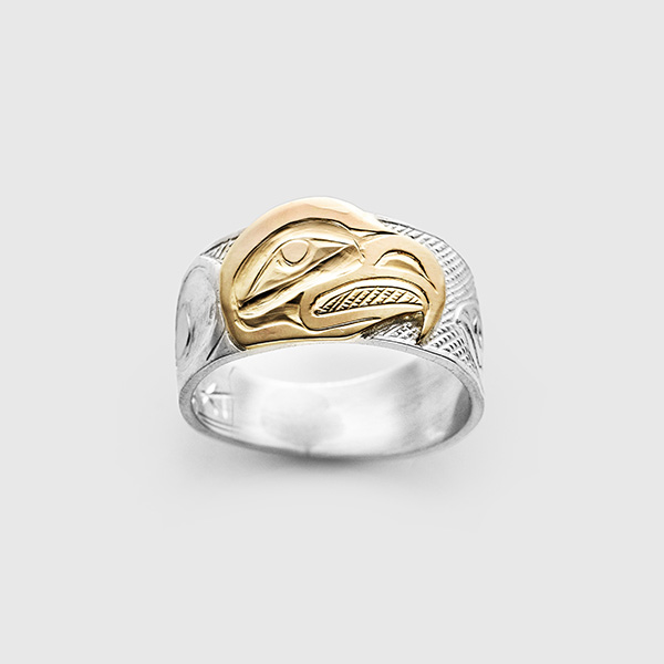 Silver and Gold Eagle Ring by Native Artist Kelvin Thompson