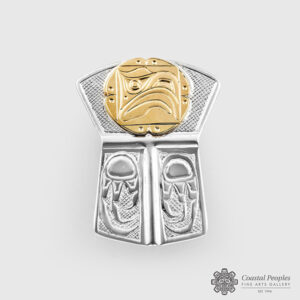 Sterling Silver 14K Gold Eagle Copper Shield Pendant by Northwest Coast Native Artist Walter Davidson