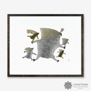 Framed Stonecut Muskox Print by Inuit Artist Pudlo Pudlat