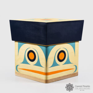 Red Yellow Cedar wood Frog Bentwood Box by Northwest Coast Native Artist Margaret Augus