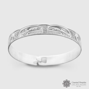 Engraved Sterling Silver Bangle by Northwest Coast Native Artist Don Lancaster