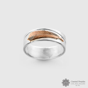 Engraved Sterling Silver 14K Rose Gold Ring by Northwest Coast Native Artist Walter Davidson