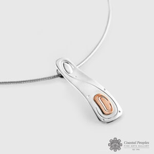 Engraved Sterling Silver 14K Rose Gold Ovoid Pendant by Northwest Coast Native Artist Walter Davidson