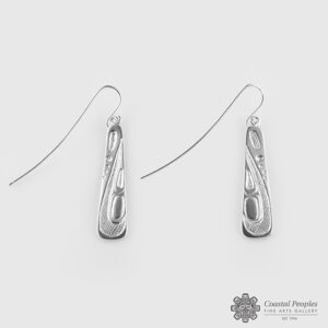 Engraved Sterling Silver Ovoid Earrings by Northwest Coast Native Artist Walter Davidson