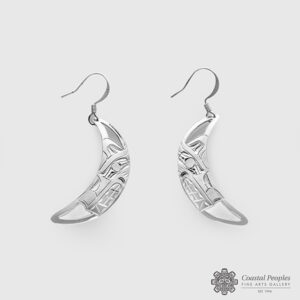 Engraved Sterling Silver Cut-Out Earrings by Northwest Coast Native Artist Harold Alfred