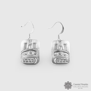 Engraved Sterling Silver Earrings by Northwest Coast Native Artist Harold Alfred