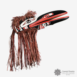 Wood and Bark Raven Mask by Northwest Coast Native Artist Raymond Shaw