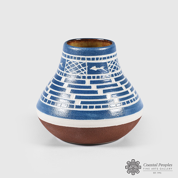 Porcelain Salmon Vase by Northwest Coast Native Artist Patrick Leach