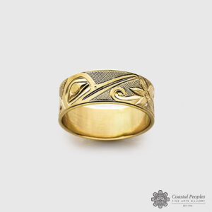 Hummingbird bird ring Golden gold Yellow Landon Gunn Native artist Northwest coast