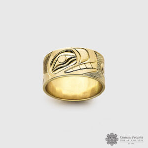 Eagle and Moon ring, Landon Gunn Ring Golden gold yellow Native artist northwest coast pacific