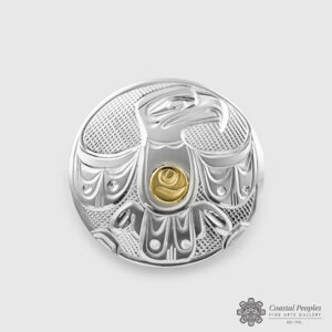 Eagle Pendant, Corrine Hunt Sterling silver gold yellow gold native artist northwest coast people